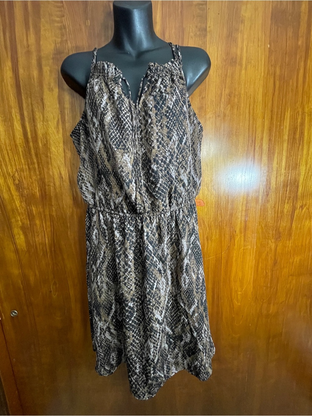 Maurices Brown Snakeskin Keyhole Neck Sleeveless Dress Size M/L No Tags